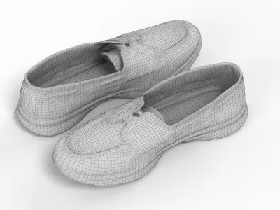 Blue Fabric Boat Shoes 3D model