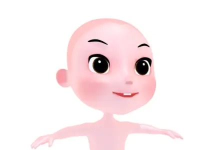 Cartoon girl Low-poly 3D model