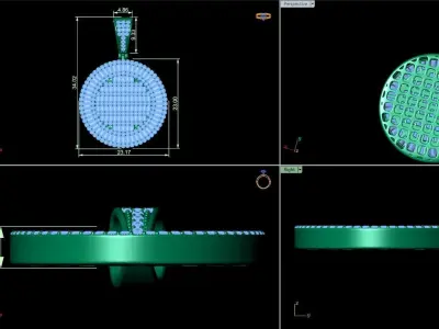 round baguette diamond pendant 3D print model