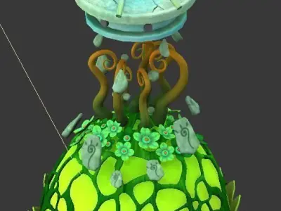 Cartoon Sky City - Emperor released the lights 3D model