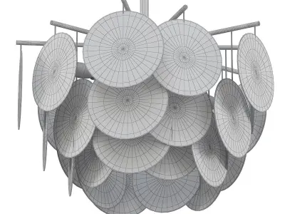 FROST B gold and glass chandelier with circular discs 3D model