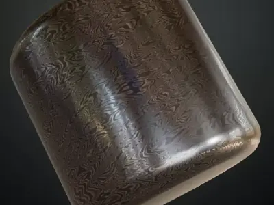Hand-Forged Pattern-Welded Damascus Steel PBR Seamless Texture
