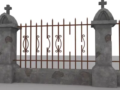 old pillar with railing model Free 3D model