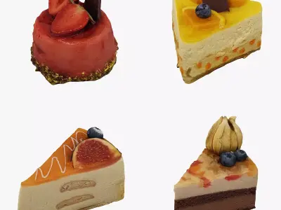 Cake Collection 3 strawberry dessert 3D model