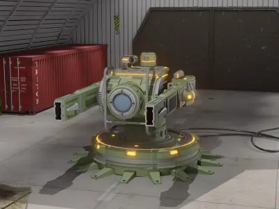 Sci-Fi Rail Gun Turret Low-poly 3D model