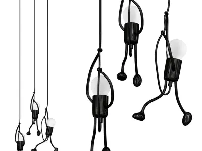 Black Geometric Pendant Light with Adjustable 3D model