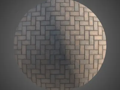 Large Area Herringbone concrete paving 02 - 15 Variations Texture