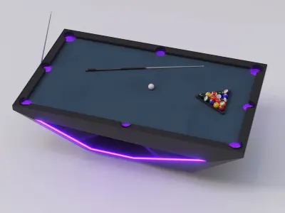billiard Pool Table with stick and 16 balls Low-poly 3D model Low-poly 3D model