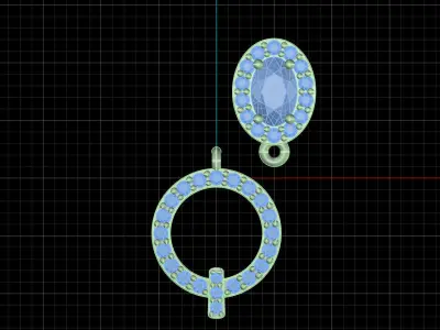 Yellow gold diamond earring-PER-013 DIA 3D print model
