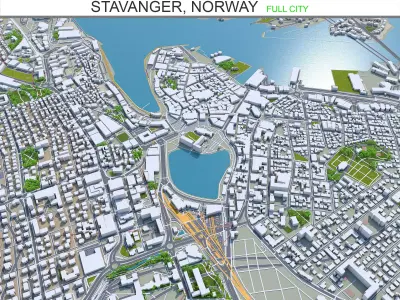 Stavanger Norway 30km Low-poly 3D model