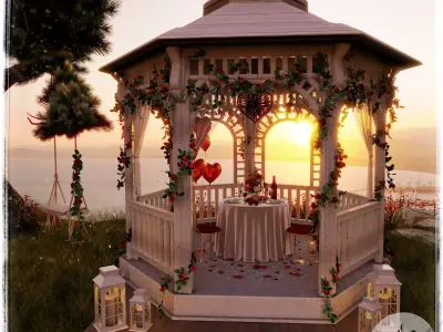 Valentines Day Dinner Blender Scene 3D model