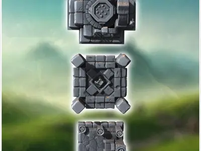 Set of three stone ritual altars with arches and columns 2 - Med 3D print model