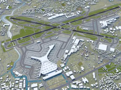 Chhatrapati Shivaji Maharaj Airport 10km Low-poly 3D model