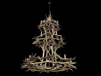 Imposing Chandelier Made of Antlers 3D model