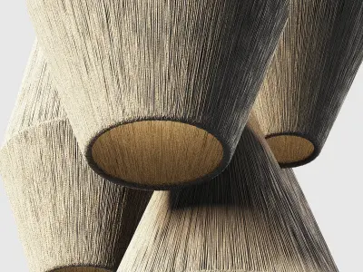 Lamp wood rattan wicker Cone n3 3D model