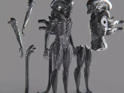 Standing xenomorph model 3D print model