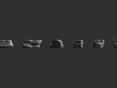 Short Flat Rocks - White 1 Low-poly 3D model
