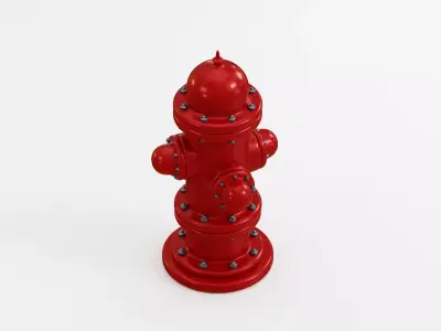Fire Hydrant Low-poly 3D model 13