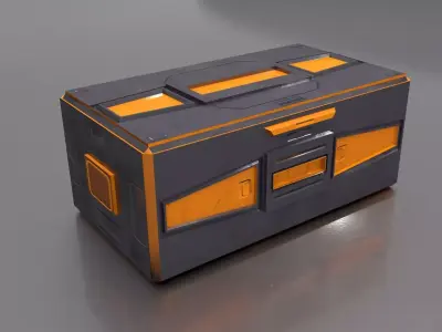 Sci Fi container box Low-poly 3D model