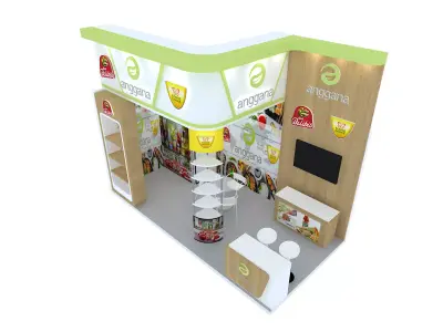 Booth Exhibition Design size 6x3 m with two open sides  Low-poly 3D model