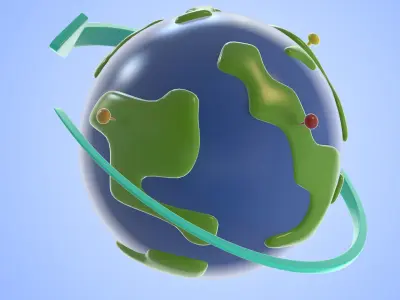 cartoon earth space travel water venus planet 3D model