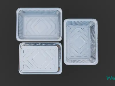 Aluminum Food Containers with Lids Low-poly 3D model