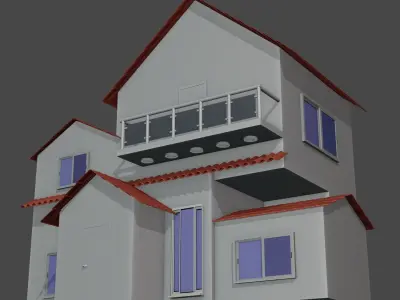 low poly modern house Low-poly 3D model purchase