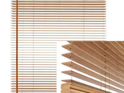 Window Wooden Curtain Low-poly 3D model