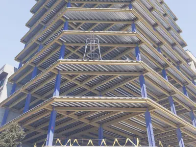 Steel Frame Building Low-poly 3D model