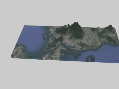 Kitakyushu City Low-poly 3D model
