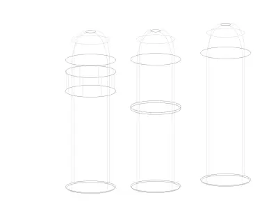 Concrete Bollard Set D250 H800 Smooth Steel Ring and Reflective  3D model