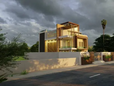 Exterior view of residential compelete file  3D model