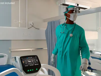  African Black Male Doctor with Surgical Headlight Loupe Rigged for Cinema 4D 