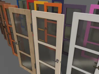 PBR Wood Door C2 Low-poly 3D model