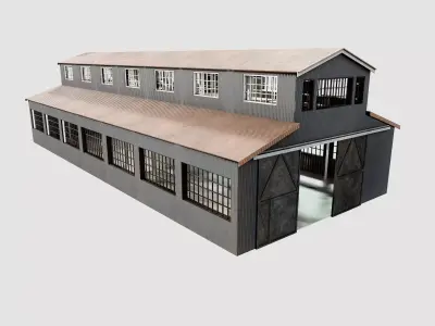 Warehouse Low-poly 3D model 6