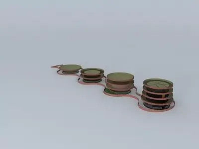Ant-walk 1 set of plates and bowls 3D model