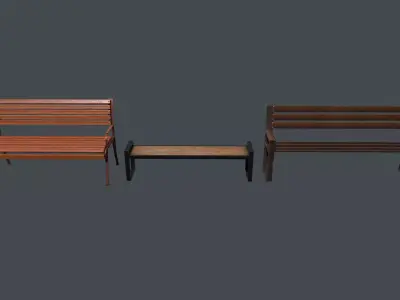 Street benches for city Low-poly 3D model Low-poly 3D model