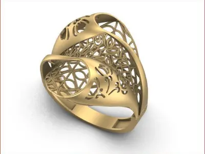 12 Lace style gold ring 3D print model 3D print model