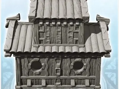 Medieval building with overhanging floor and rounded roof 8 - Me 3D print model