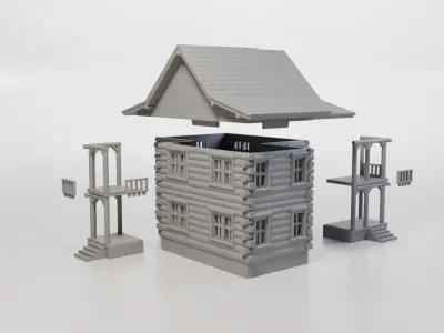 Model Railway HO Scale Wooden Cottage for miniatures and models 3D print model