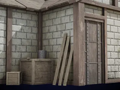 Medieval House Low-poly 3D model 25