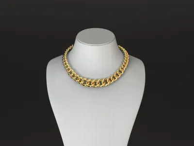 Oval Graduated Cuban Chain Necklace 3D print model
