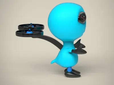 Alien robot Low-poly 3D model