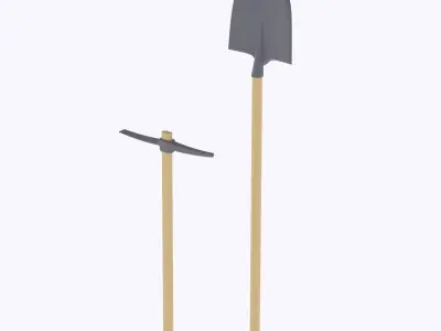 Set of 2 handheld gardening tools - Shovel and pickaxe  3D print model