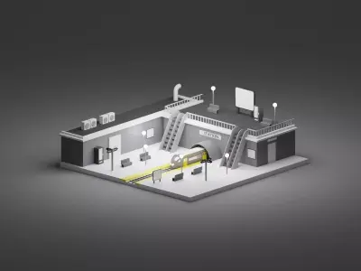 Train Station Isometric Low-poly 3D model
