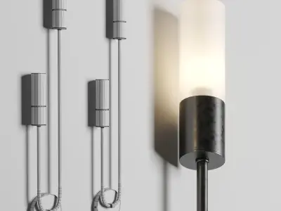 TSHOP Hot Sale LED Wall Lamp Nordic Brass Wall Lamp Bedroom Low-poly 3D model