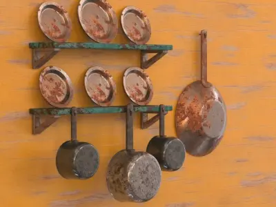 DIRT PLATES AND SAUCEPANS Low-poly 3D model