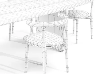 Dining Set Baxter Nairobi Table and Himba Chair Low-poly 3D model