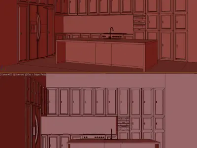 Black matte kitchen 3D model