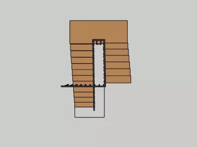 Modern Wooden Staircase with Metal Railing  Free 3D model